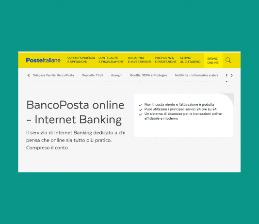 Bancopostaonline home banking